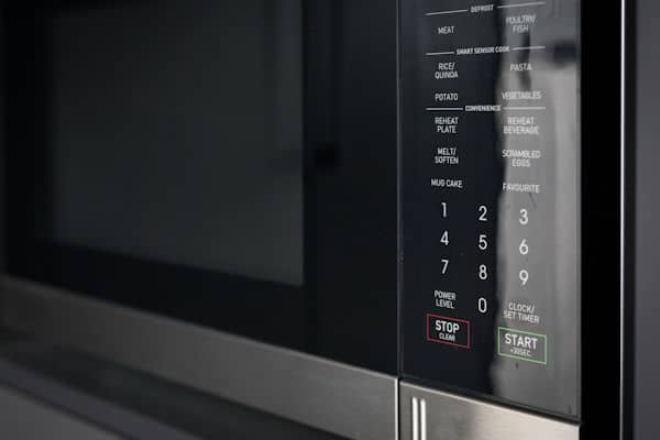 closed stainless steel microwave oven